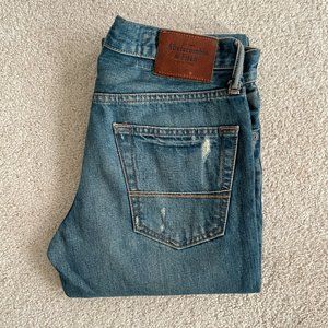 Abercrombie skinny Straight Leg Jeans with Distressed Details and Button Fly